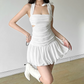 Glam Halter Neck Homecoming Dress White Cutouts A-Line Birthday Dress D0405