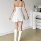 Glam Halter Neck Homecoming Dress White Cutouts A-Line Birthday Dress D0405