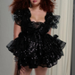 Mini robe de soirée en satin, sans bretelles, sans manches, ligne a, simple, C899