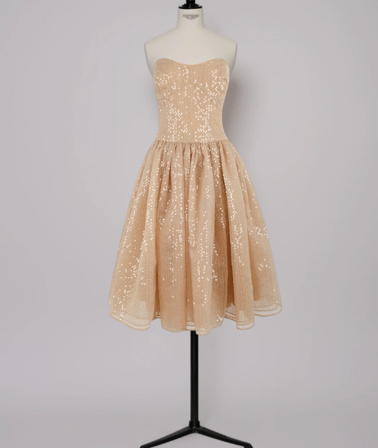 Mini robe de soirée en satin, sans bretelles, sans manches, ligne a, simple, C899
