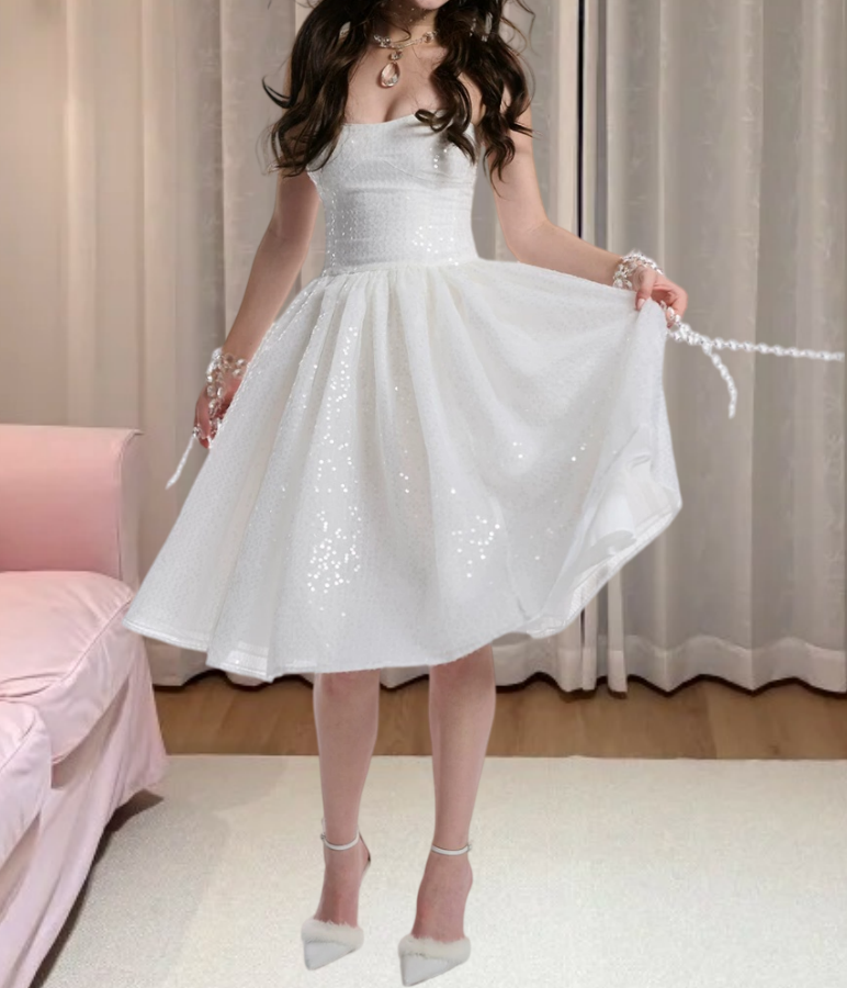 Mini robe de soirée en satin, sans bretelles, sans manches, ligne a, simple, C899