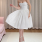 Mini robe de soirée en satin, sans bretelles, sans manches, ligne a, simple, C899
