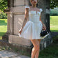 Elegant Spaghetti Straps Homecoming Dress White A-Line Birthday Dress D0417