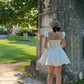 Elegant Spaghetti Straps Homecoming Dress White A-Line Birthday Dress D0417