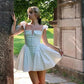 Elegant Spaghetti Straps Homecoming Dress White A-Line Birthday Dress D0417