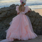 Robe de bal de princesse bustier à volants en satin long, robe de soirée C8117