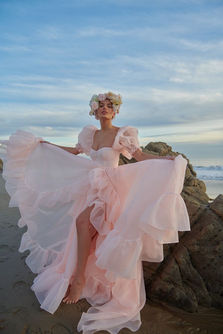 Robe de bal de princesse bustier à volants en satin long, robe de soirée C8117