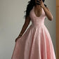Vintage Halter Neck Prom Dress Jacquard A-Line Evening Dress D0419