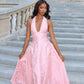 Vintage Halter Neck Prom Dress Jacquard A-Line Evening Dress D0419