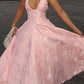 Vintage Halter Neck Prom Dress Jacquard A-Line Evening Dress D0419
