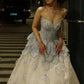 Robe de bal de princesse bustier à volants en satin long, robe de soirée C8117