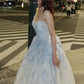Robe de bal de princesse bustier à volants en satin long, robe de soirée C8117