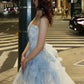 Robe de bal de princesse bustier à volants en satin long, robe de soirée C8117