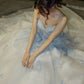 Robe de bal de princesse bustier à volants en satin long, robe de soirée C8117