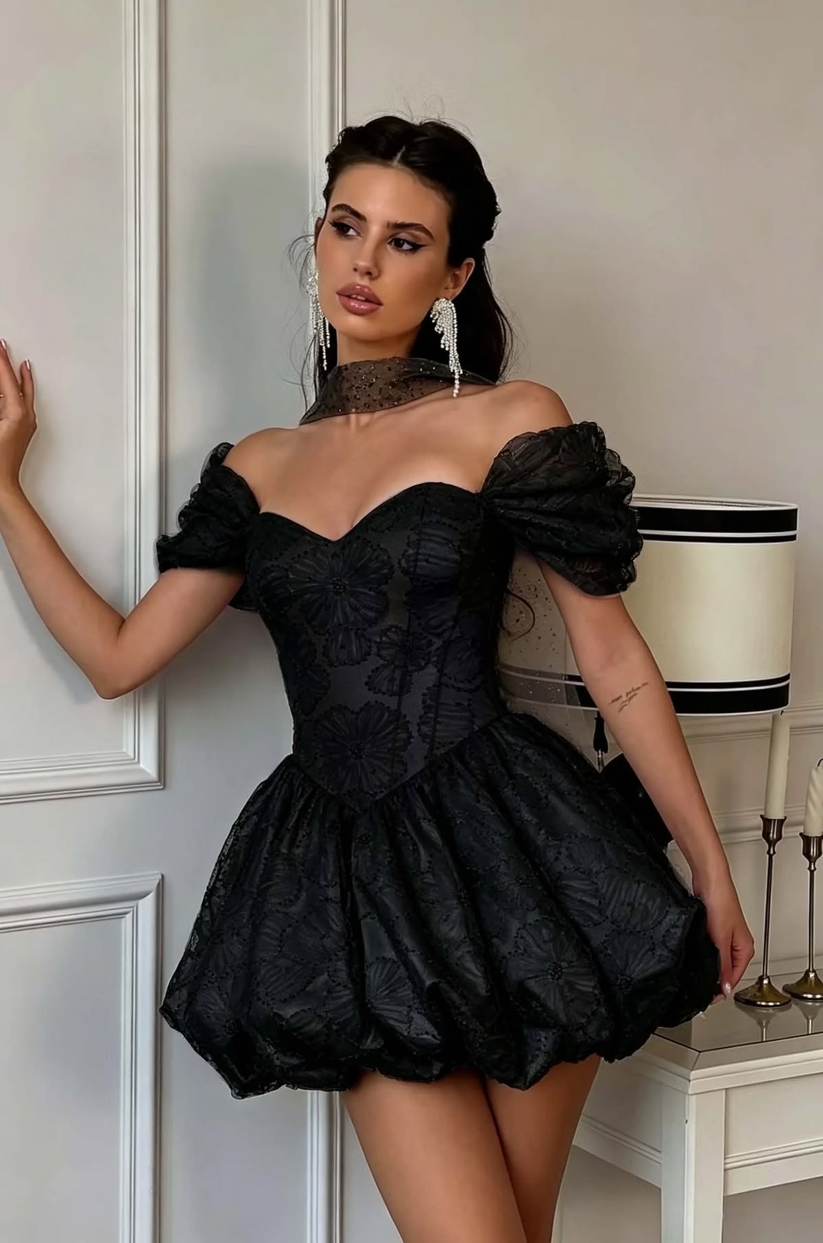 Cute Off The Shoulder Homecoming Dress Sequins A-Line Birthday Dress D0425