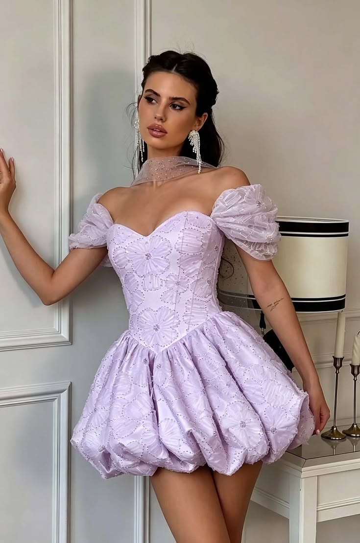Cute Off The Shoulder Homecoming Dress Sequins A-Line Birthday Dress D0425