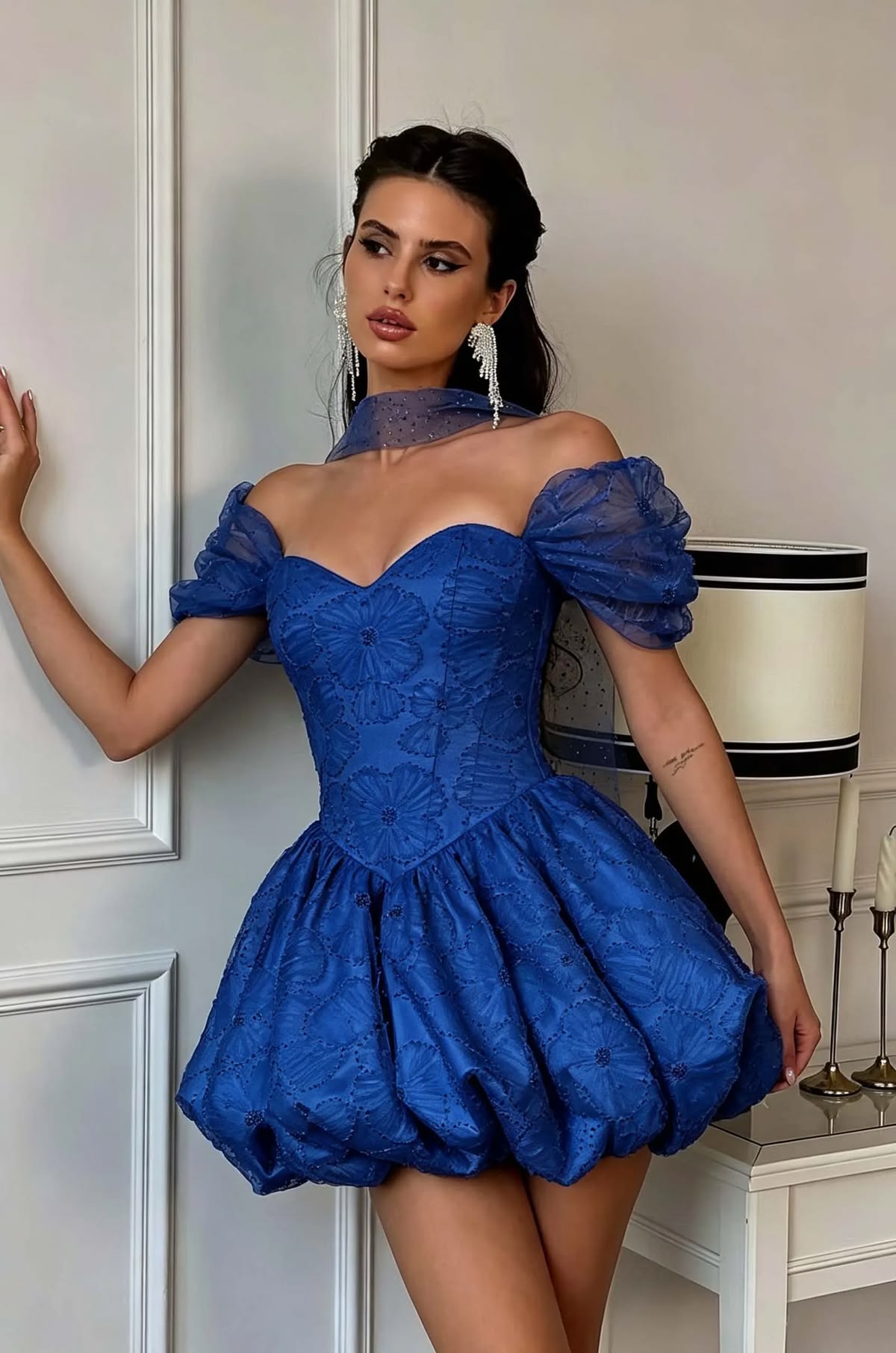 Cute Off The Shoulder Homecoming Dress Sequins A-Line Birthday Dress D0425