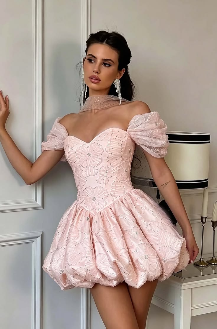 Cute Off The Shoulder Homecoming Dress Sequins A-Line Birthday Dress D0425