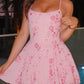 Glamorous Spaghetti Straps Homecoming Dress Floral Sequins A-Line Birthday Dress D0429