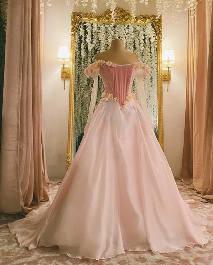 Robe de bal de princesse bustier à volants en satin long, robe de soirée C8117