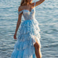 Robe de bal de princesse bustier à volants en satin long, robe de soirée C8117