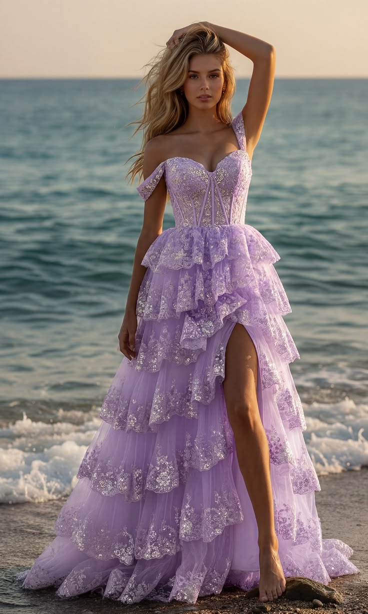 Robe de bal de princesse bustier à volants en satin long, robe de soirée C8117