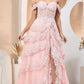 Robe de bal de princesse bustier à volants en satin long, robe de soirée C8117