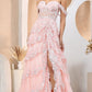 Robe de bal de princesse bustier à volants en satin long, robe de soirée C8117