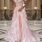 Robe de bal de princesse bustier à volants en satin long, robe de soirée C8117