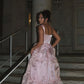 Classical Spaghetti Straps Prom Dress Pink Satin A-Line Evening Dress D0433