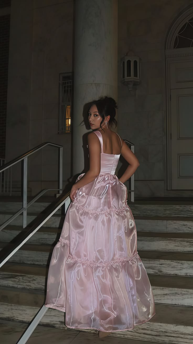 Classical Spaghetti Straps Prom Dress Pink Satin A-Line Evening Dress D0433