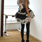 Retro Spaghetti Straps Homecoming Dress Black Lace Bows A-Line Birthday Dress D0435
