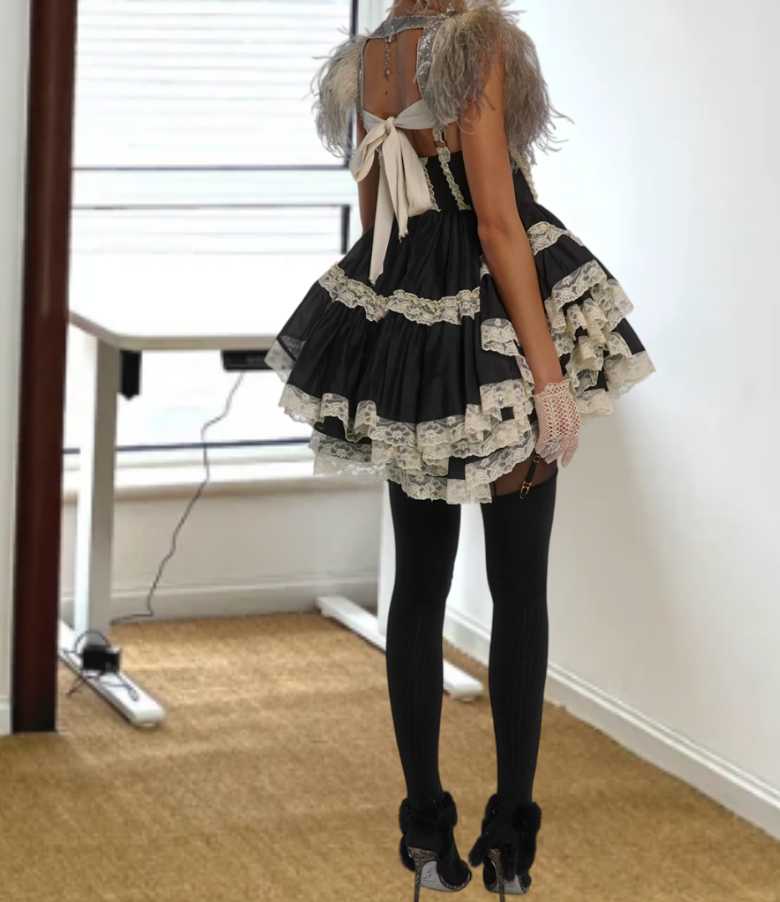 Retro Spaghetti Straps Homecoming Dress Black Lace Bows A-Line Birthday Dress D0435