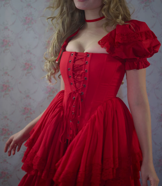 Alluring Red Homecoming Dress Ruffles Lace A-Line Birthday Dress D0437