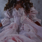 Robe de bal de princesse bustier à volants en satin long, robe de soirée C8117