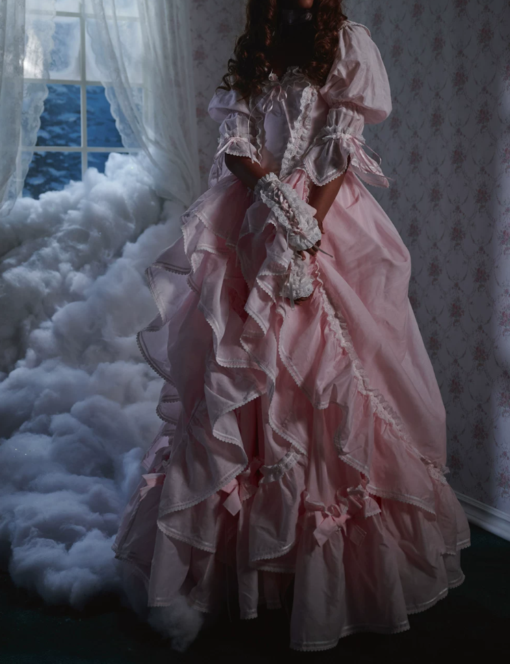 Robe de bal de princesse bustier à volants en satin long, robe de soirée C8117