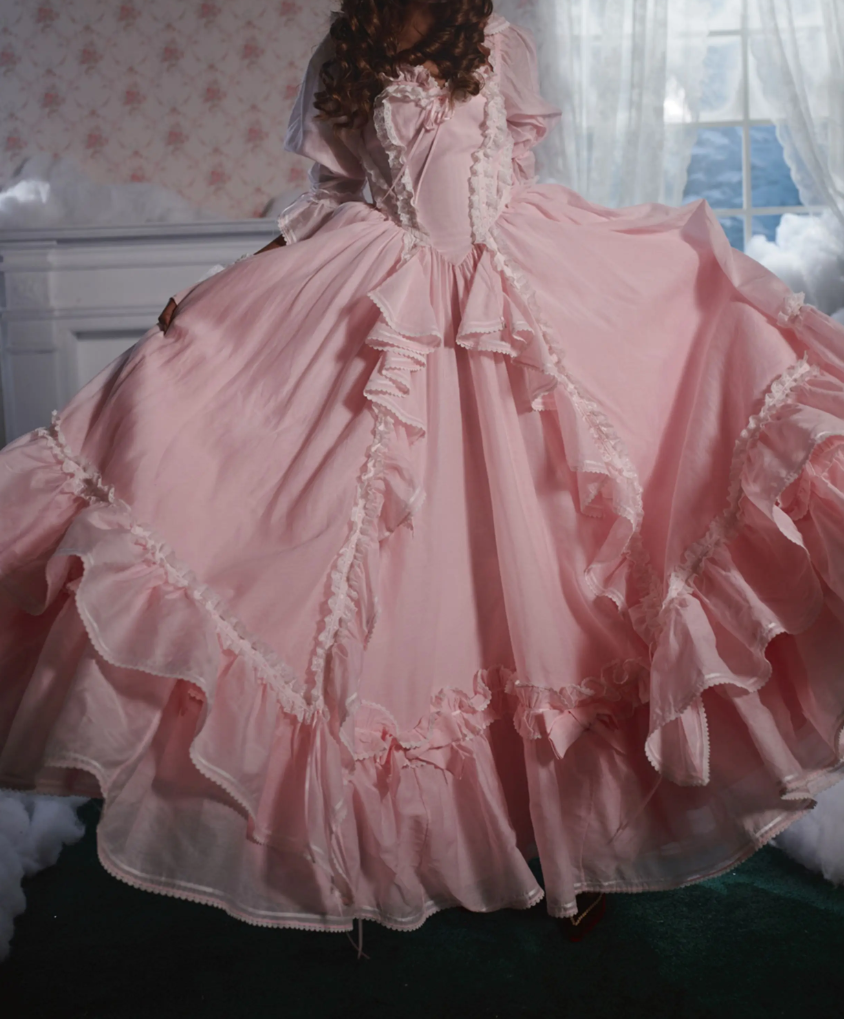 Robe de bal de princesse bustier à volants en satin long, robe de soirée C8117