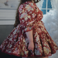 Attractive Square Neck Homecoming Dress Red Long Sleeve Floral A-Line Birthday Dress D0440