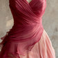 Robe de bal de princesse bustier à volants en satin long, robe de soirée C8117