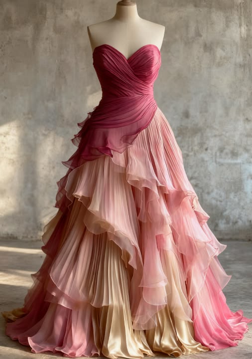 Robe de bal de princesse bustier à volants en satin long, robe de soirée C8117
