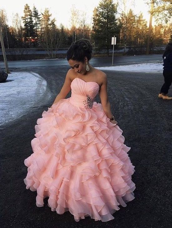 Robe de bal de princesse bustier à volants en satin long, robe de soirée C8117