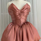 Unique Strapless Homecoming Dress Pink Satin A-Line Birthday Dress D0461