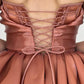 Unique Strapless Homecoming Dress Pink Satin A-Line Birthday Dress D0461