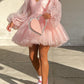 Chic Off The Shoulder Homecoming Dress Pink Sequins A-Line Birthday Dress D0464