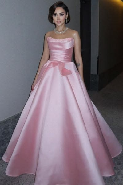Mini robe de soirée en satin, sans bretelles, sans manches, ligne a, simple, C899