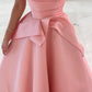 Mini robe de soirée en satin, sans bretelles, sans manches, ligne a, simple, C899