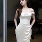 Vintage Mermaid Sleeveless Silk Satin Long Prom Dresses D046