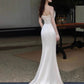 Vintage Mermaid Sleeveless Silk Satin Long Prom Dresses D046