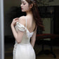 Vintage Mermaid Sleeveless Silk Satin Long Prom Dresses D046