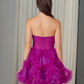 Chic Strapless Ruffles Homecoming Dress Purple Tulle A-Line Birthday Dress D0474